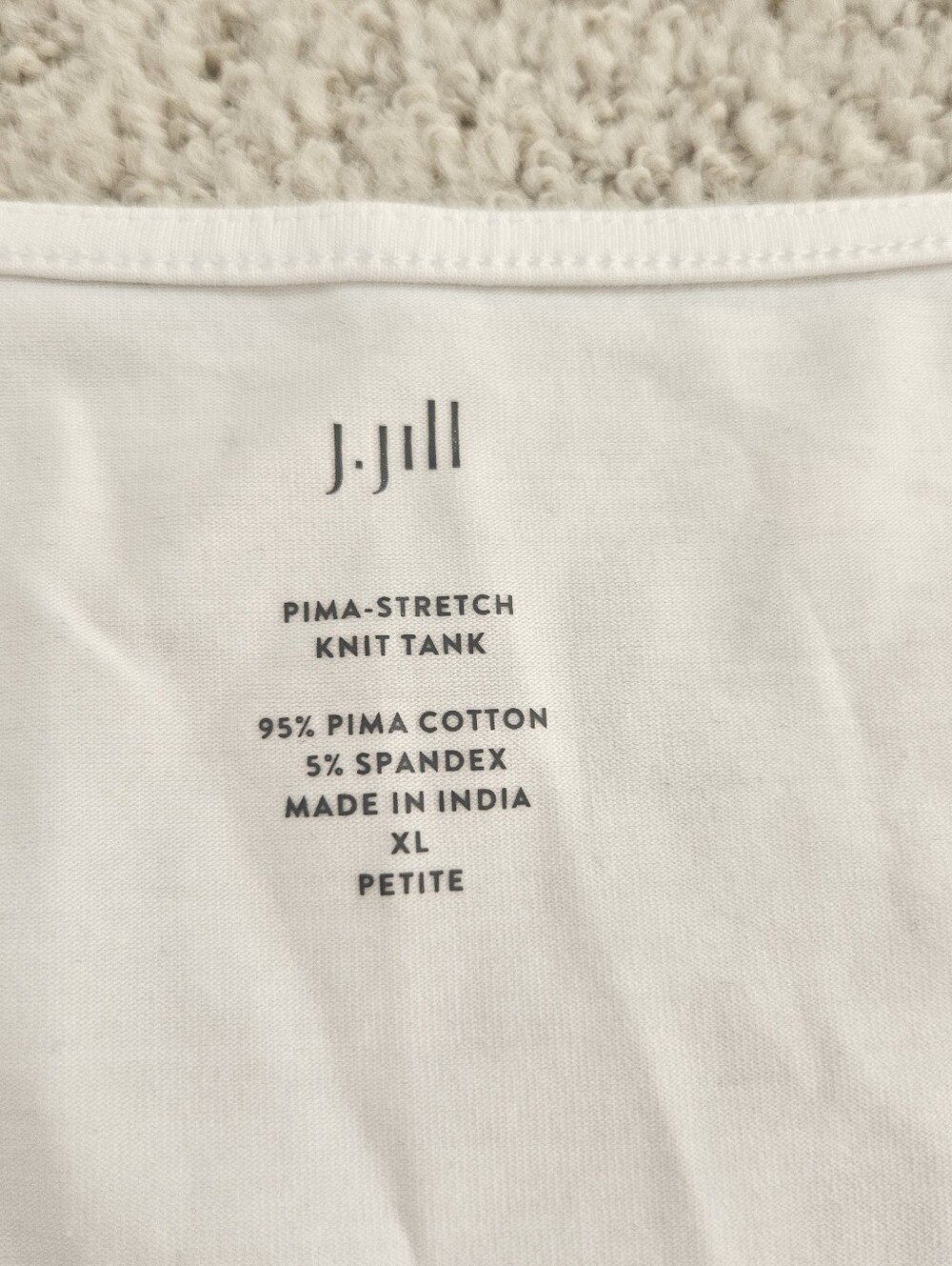 J Jill Tank Top Sleeveless Shirt White Pima Cotton Womens XL Petite Layer - Picture 2 of 6